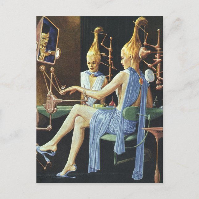 Vintage Science Fiction Beauty Salon Spa Manicures Postcard (Front)