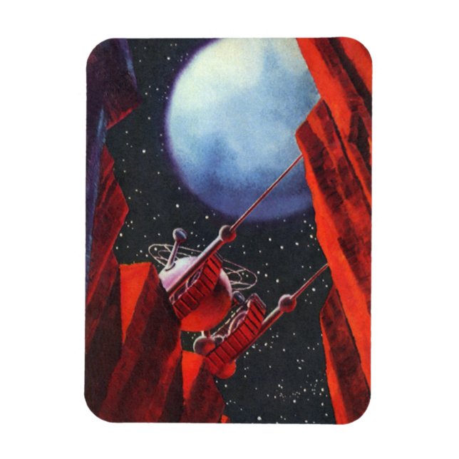 Vintage Science Fiction, Canyon Space Moon Rover Magnet (Vertical)