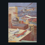 Vintage Science Fiction City, Victorian Steam Punk<br><div class="desc">Vintage illustration steam punk Victorian Science Fiction futuristic city image. The urban metropolis city of Paris,  France in the future with flying cars,  helicopters and planes for travel and transportation. This steampunk scene includes buildings and the Seine river in the background.</div>