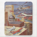 Vintage Science Fiction City, Victorian Steam Punk Mouse Mat<br><div class="desc">Vintage illustration steam punk Victorian Science Fiction futuristic city image. The urban metropolis city of Paris,  France in the future with flying cars,  helicopters and planes for travel and transportation. This steampunk scene includes buildings and the Seine river in the background.</div>