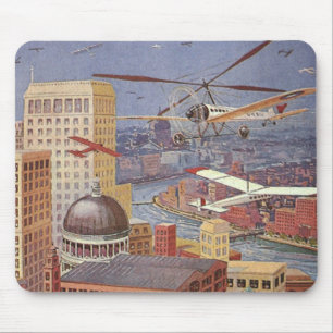 Vintage Science Fiction City, Victorian Steam Punk Mouse Mat