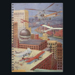 Vintage Science Fiction City, Victorian Steam Punk Notebook<br><div class="desc">Vintage illustration steam punk Victorian Science Fiction futuristic city image. The urban metropolis city of Paris,  France in the future with flying cars,  helicopters and planes for travel and transportation. This steampunk scene includes buildings and the Seine river in the background.</div>