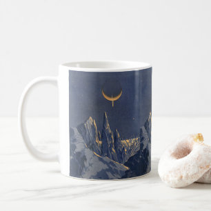 Vintage Science Fiction, Crescent Moon Snow Planet Coffee Mug