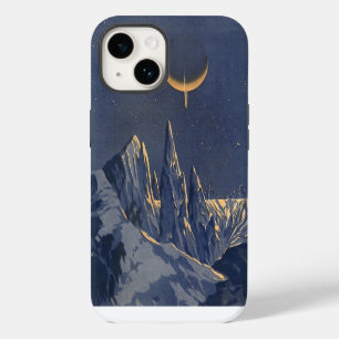 Vintage Science Fiction, Crescent Moon Snow Planet iPhone 14 Case