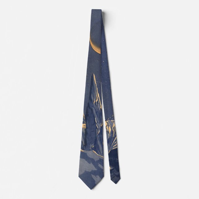 Vintage Science Fiction, Crescent Moon Snow Planet Tie (Front)