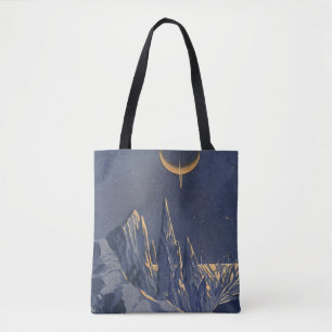 Vintage Science Fiction, Crescent Moon Snow Planet Tote Bag