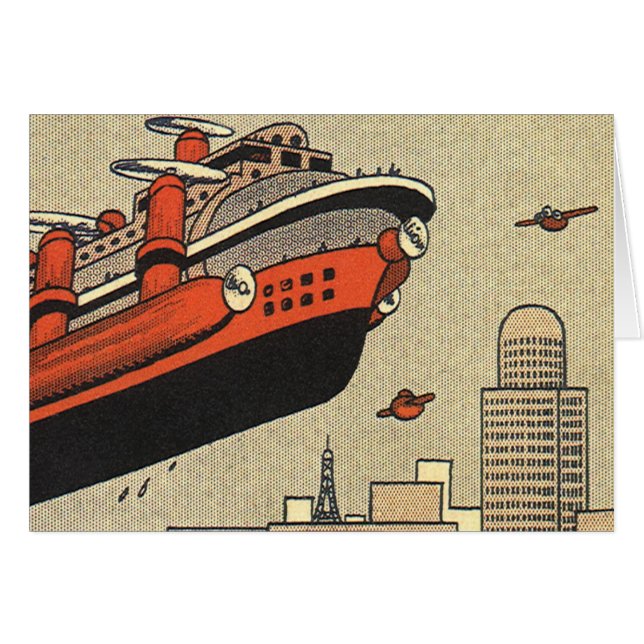 Vintage Science Fiction Cruise Ship Helicopter (Front Horizontal)