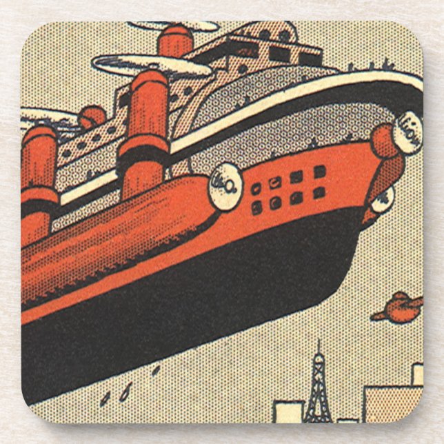 Vintage Science Fiction Cruise Ship Helicopter Coaster (Front)