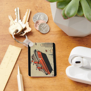 Vintage Science Fiction Cruise Ship Helicopter Key Ring