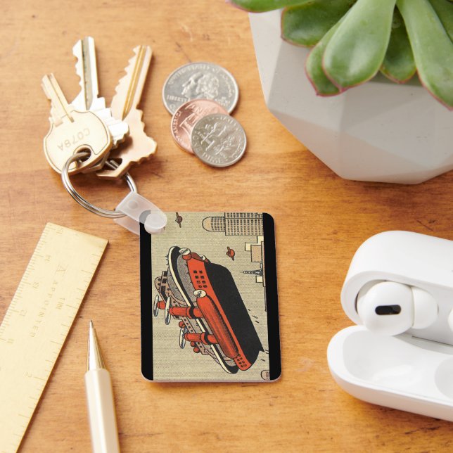 Vintage Science Fiction Cruise Ship Helicopter Key Ring (Desk)