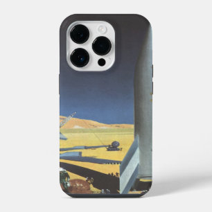 Vintage Science Fiction Desert Planet with Rockets iPhone 14 Pro Case