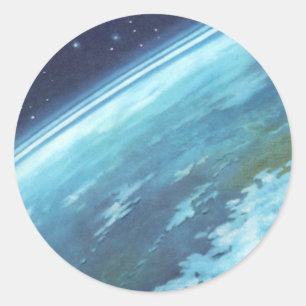 Vintage Science Fiction, Earth at Night with Stars Classic Round Sticker