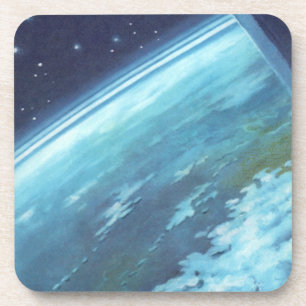 Vintage Science Fiction, Earth at Night with Stars Coaster