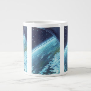 Vintage Science Fiction, Earth at Night with Stars Large Coffee Mug