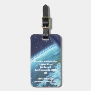 Vintage Science Fiction, Earth at Night with Stars Luggage Tag