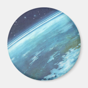 Vintage Science Fiction, Earth at Night with Stars Magnet