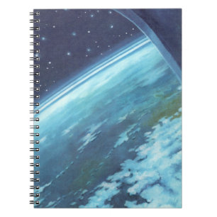 Vintage Science Fiction, Earth at Night with Stars Notebook