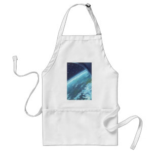 Vintage Science Fiction, Earth at Night with Stars Standard Apron
