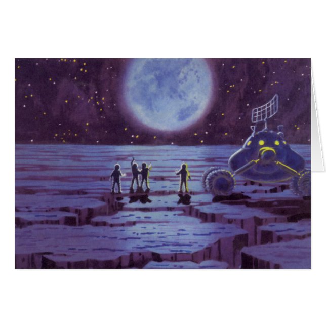 Vintage Science Fiction Earth Rover Aliens on Moon (Front Horizontal)