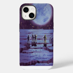 Vintage Science Fiction Earth Rover Aliens on Moon iPhone 14 Case