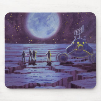Vintage Science Fiction Earth Rover Aliens on Moon Mouse Mat