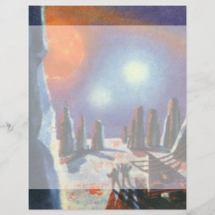 Vintage Science Fiction Foreign Planet with Aliens