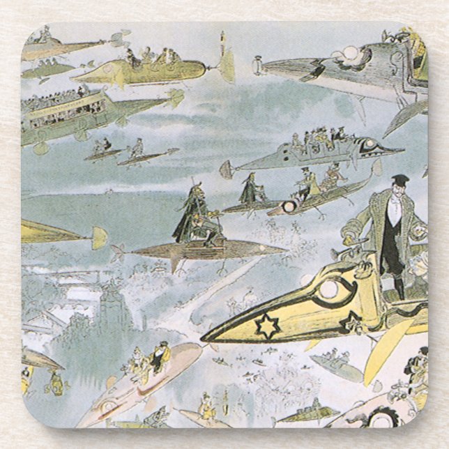 Vintage Science Fiction Futuristic Cars, Taxi Cabs Coaster (Front)