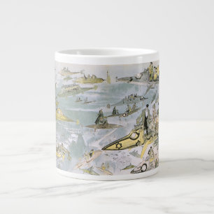 Vintage Science Fiction Futuristic Cars, Taxi Cabs Large Coffee Mug