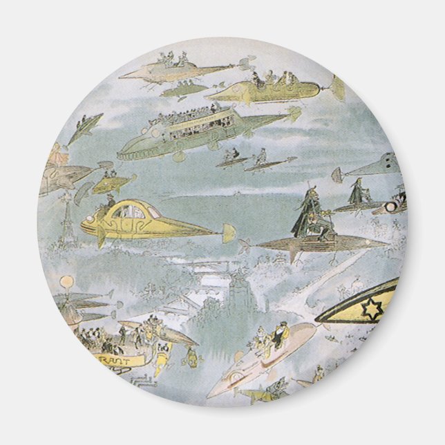 Vintage Science Fiction Futuristic Cars, Taxi Cabs Magnet (Front)