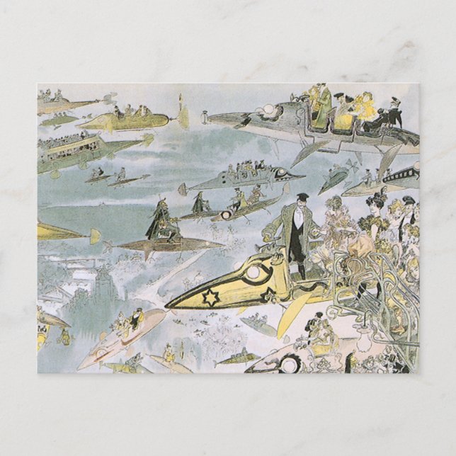 Vintage Science Fiction Futuristic Cars, Taxi Cabs Postcard (Front)