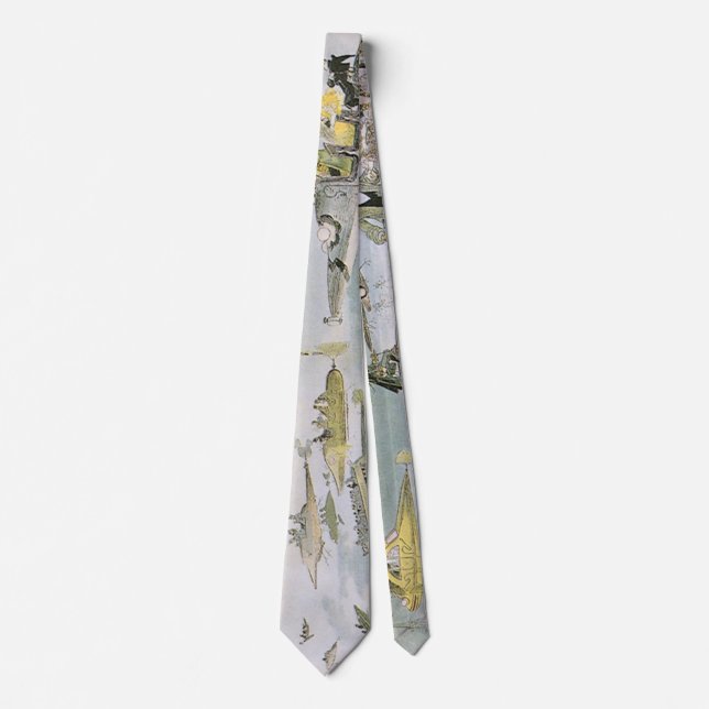 Vintage Science Fiction Futuristic Cars, Taxi Cabs Tie (Front)