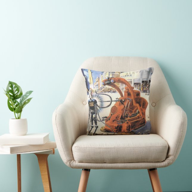 Vintage Science Fiction Futuristic City Alien Wars Cushion (Chair)