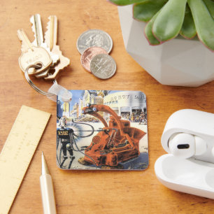 Vintage Science Fiction Futuristic City Alien Wars Key Ring