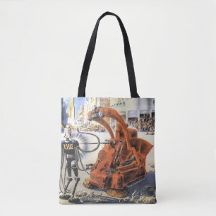 Vintage Science Fiction Futuristic City Alien Wars Tote Bag