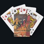 Vintage Science Fiction Futuristic City Flying Car Playing Cards<br><div class="desc">Vintage illustration travel and transportation science fiction image featuring a classic comic book retro sci fi urban setting with a city of the future. The architectural buildings are shaped like cones and vehicles are flying in the sky like birds while crowds of people are moving through the metropolis.</div>