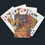 Vintage Science Fiction Futuristic City Flying Car Playing Cards<br><div class="desc">Vintage illustration travel and transportation science fiction image featuring a classic comic book retro sci fi urban setting with a city of the future. The architectural buildings are shaped like cones and vehicles are flying in the sky like birds while crowds of people are moving through the metropolis.</div>
