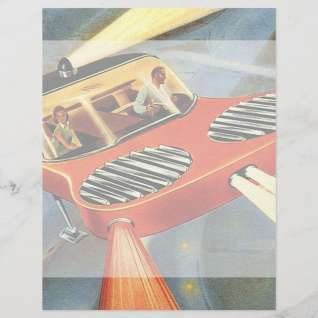 Vintage Science Fiction Futuristic Flying Car (Front)