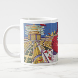 Vintage Science Fiction, Futuristic New York City Large Coffee Mug