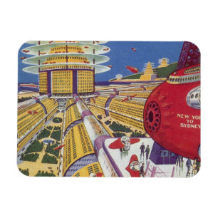 Vintage Science Fiction, Futuristic New York City Magnet