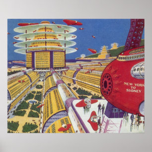Vintage Science Fiction, Futuristic New York City Poster