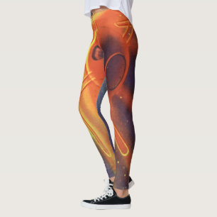 Vintage Science Fiction, Glowing Rocket in Space Leggings