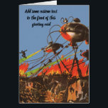Vintage Science Fiction HG Wells War of the Worlds<br><div class="desc">Easy to customise Greeting Card, just add your own special message to the front and inside. Vintage illustration Science Fiction design featuring a battle scene from War of the Worlds. The War of the Worlds is a science fiction novel by H. G. Wells first published as a magazine series and...</div>
