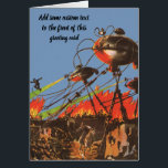 Vintage Science Fiction HG Wells War of the Worlds<br><div class="desc">Easy to customise Greeting Card, just add your own special message to the front and inside. Vintage illustration Science Fiction design featuring a battle scene from War of the Worlds. The War of the Worlds is a science fiction novel by H. G. Wells first published as a magazine series and...</div>