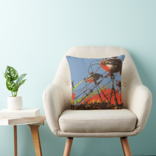 Vintage Science Fiction HG Wells War of the Worlds Cushion
