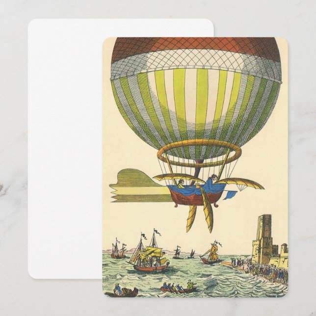 Vintage Science Fiction Hot Air Balloon Dirigible Invitation (Front/Back)
