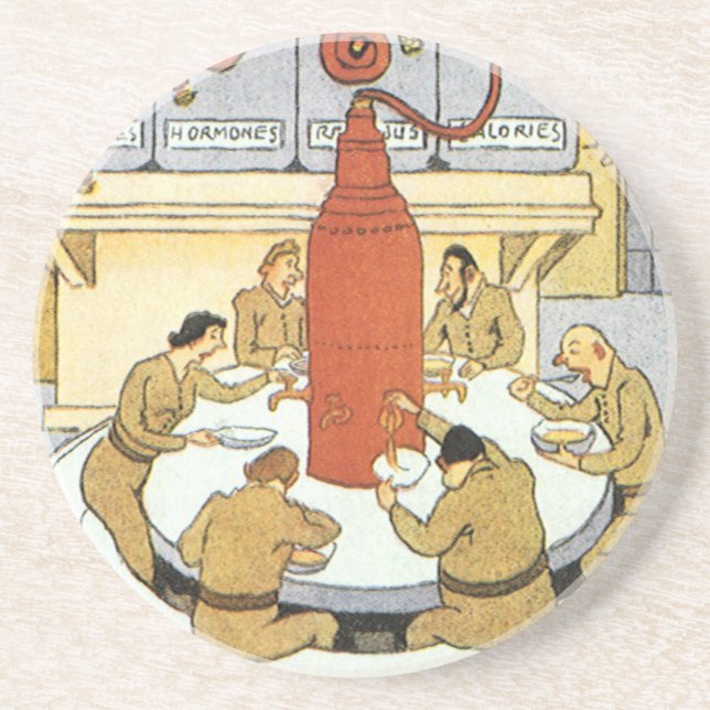 Vintage Science Fiction, Labratory Scientists Eat Coaster (Front)