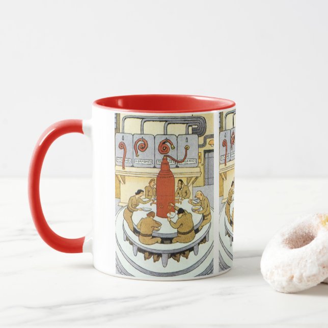 Vintage Science Fiction, Labratory Scientists Eat Mug (With Donut)