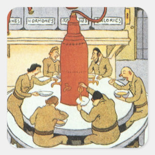Vintage Science Fiction, Labratory Scientists Eat Square Sticker