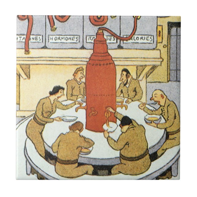 Vintage Science Fiction, Labratory Scientists Eat Tile (Front)