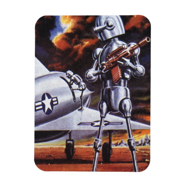 Vintage Science Fiction Military Robot Soldiers Magnet (Vertical)